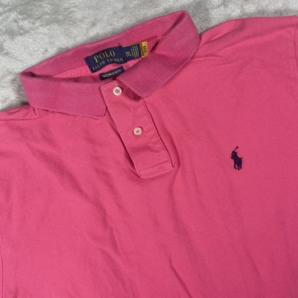 Polo Ralph Lauren Custom Slim Fit Polo Hot Pink Blue‎ Pony Men's XXL
